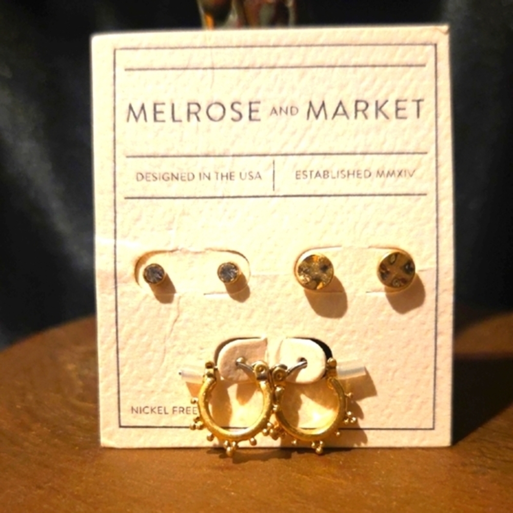 Melrose and Market Gold Stud & Hoop Earring Set
